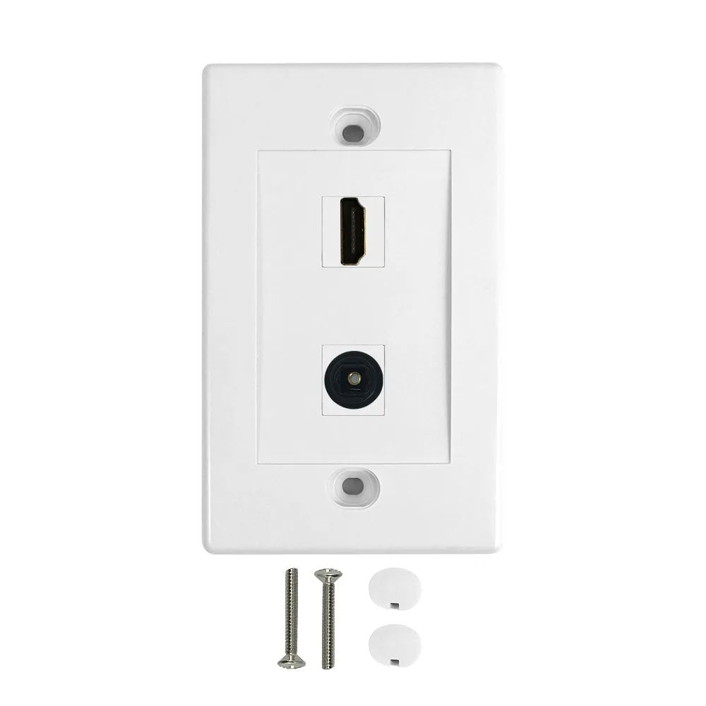 1-Port HDMI   1-Port Toslink Wall Plate Kit - White