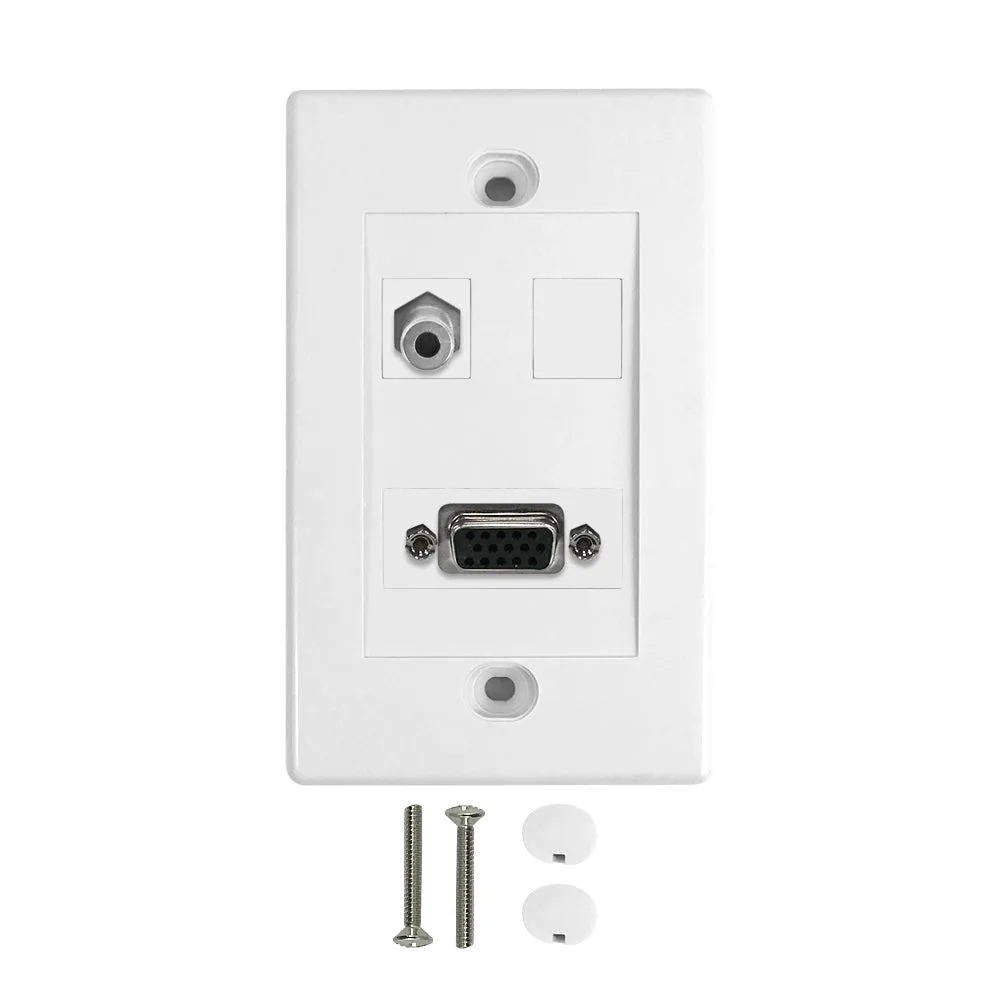 1-Port VGA   1-Port 3.5mm Wall Plate Kit - White