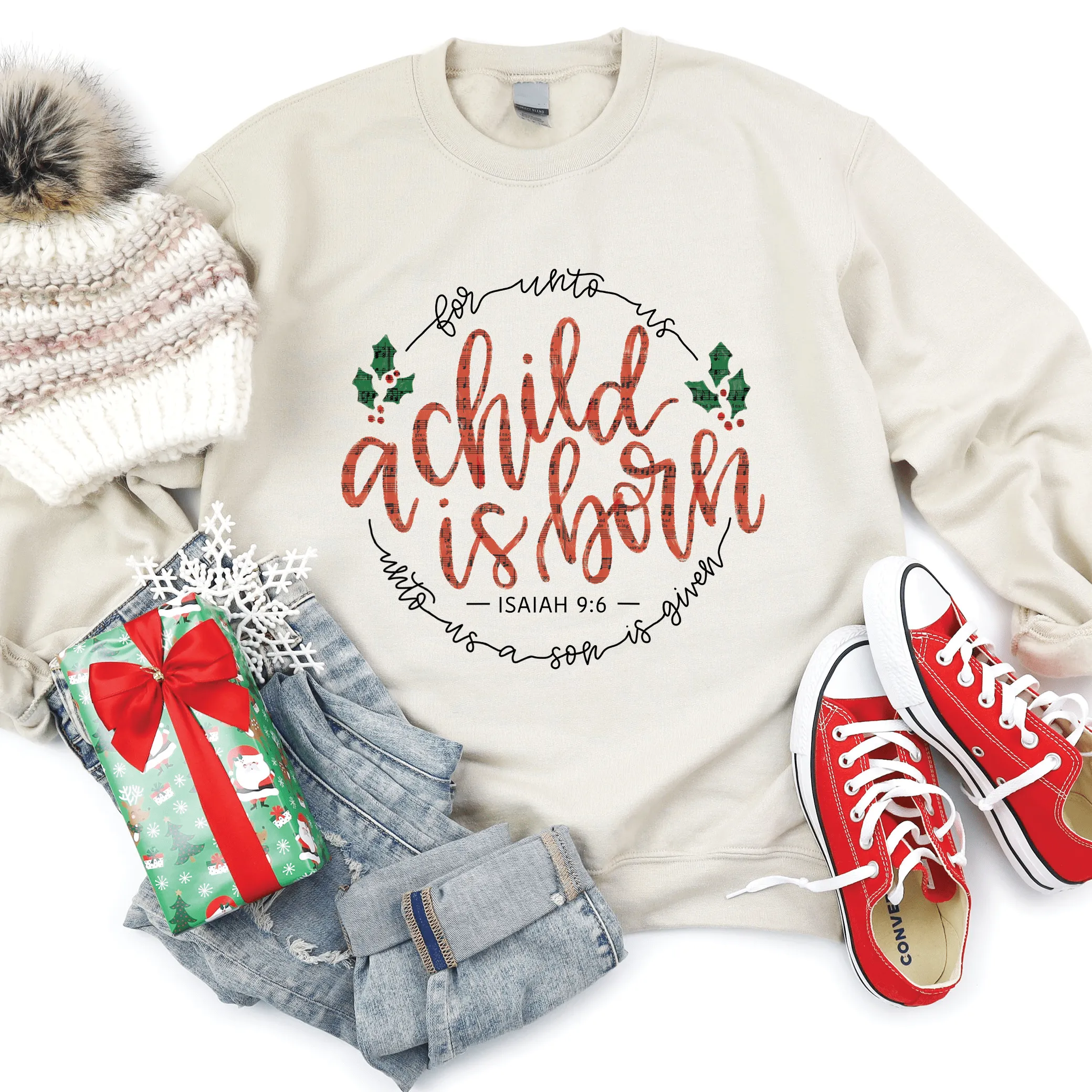 A Child is Born Pullover Hoodie - Heather Dust
