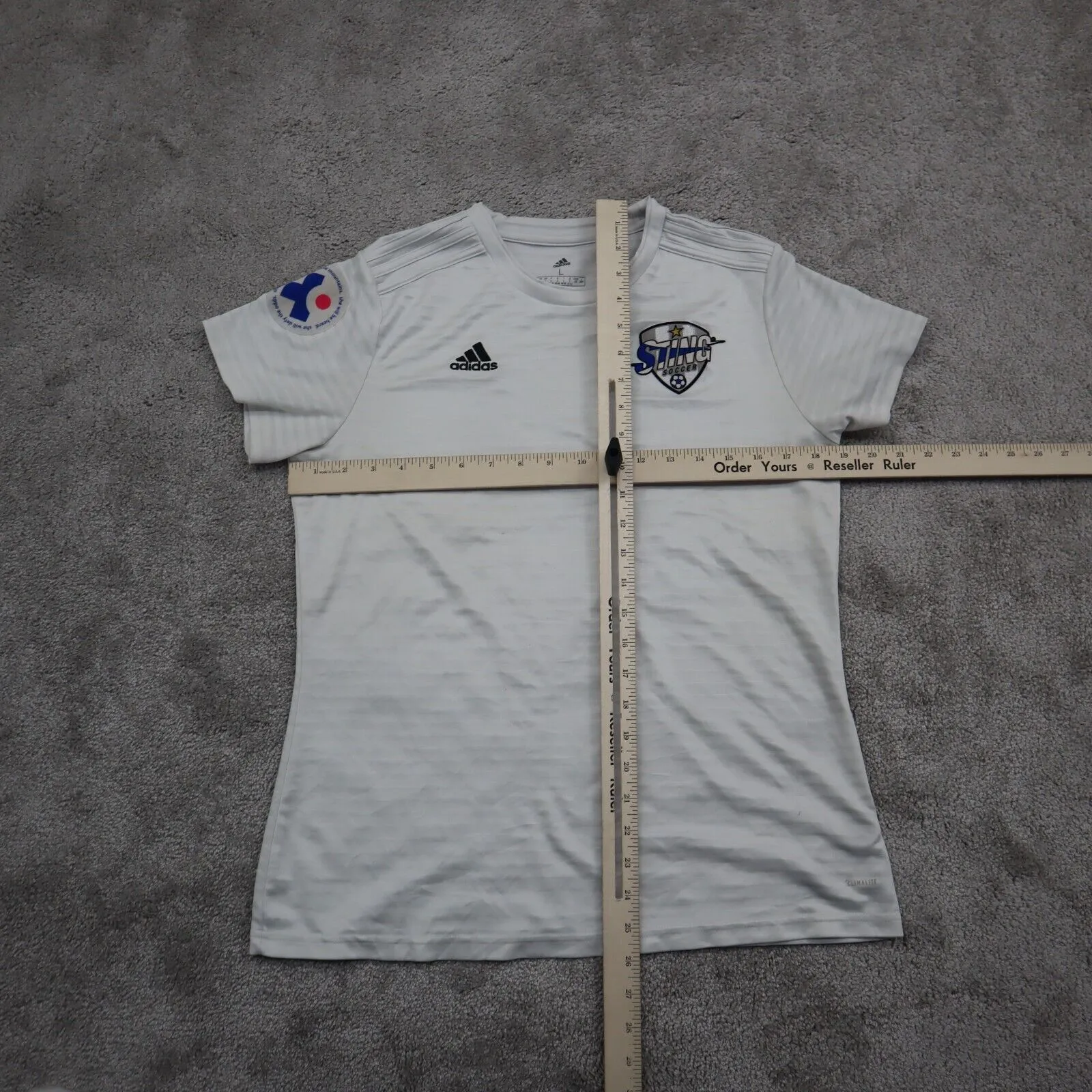 Adidas Climalite Womens Crew Neck T Shirt Short Sleeve Cotton Off White Size L