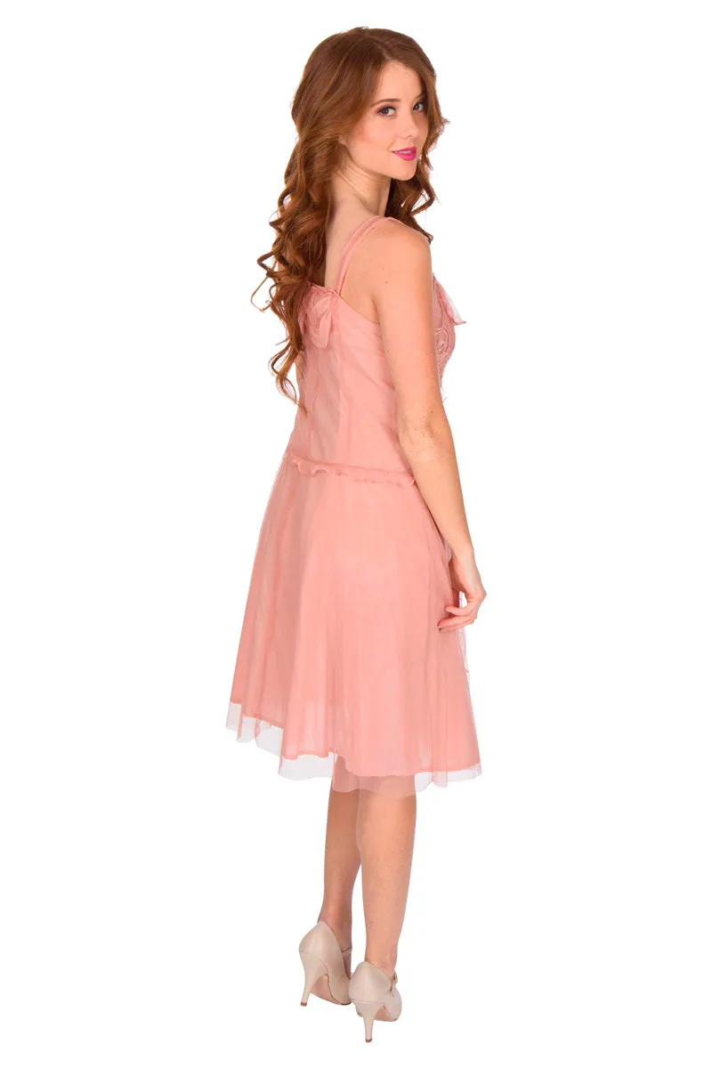Alana Vintage Style Party Dress in Soft Pink by Nataya