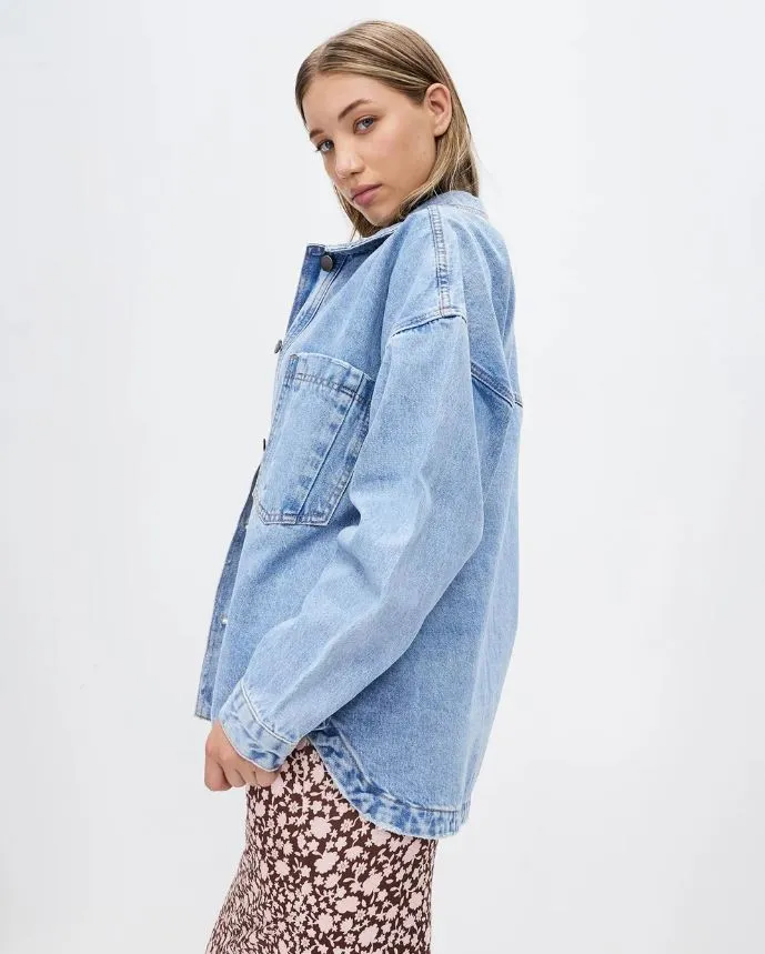 All About Eve Dale Shacket - Light Blue