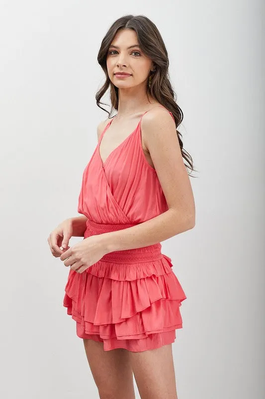 Allegra Wrap Smocked Waist Ruffle Dress