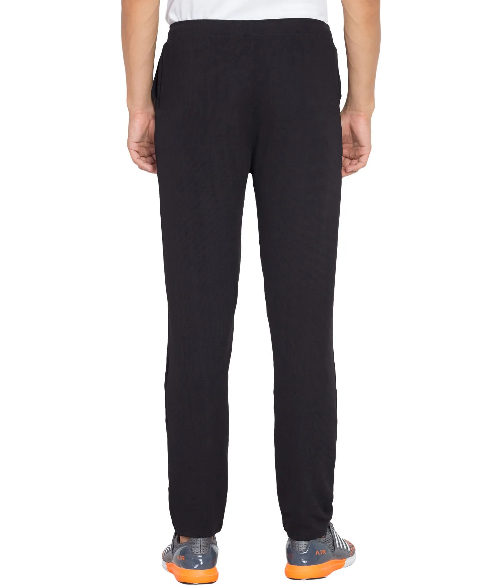American-Elm Men's Black Printed Polyester Sporty Active Track Pant, Gym Wear