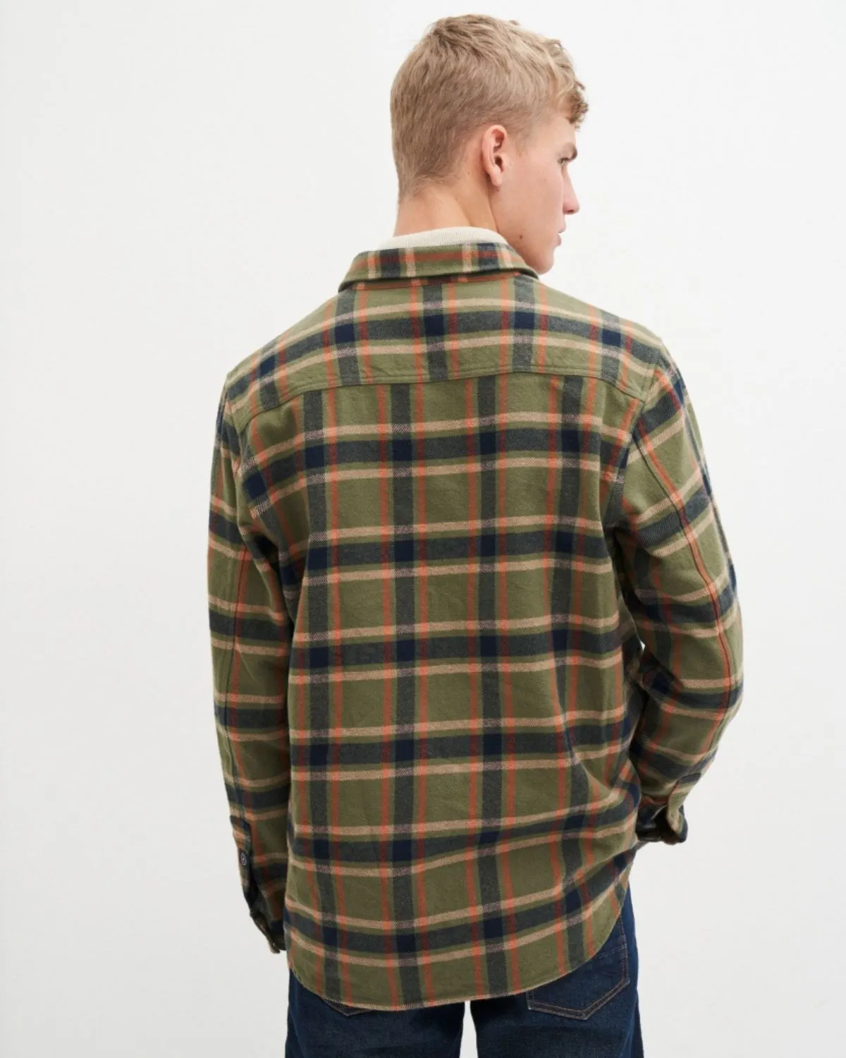 Andrew Checked Overshirt Army Green