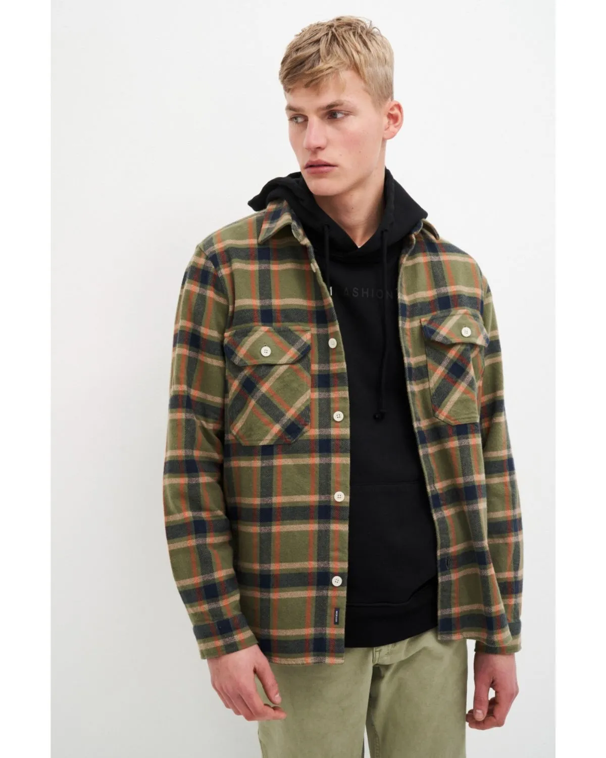 Andrew Checked Overshirt Army Green