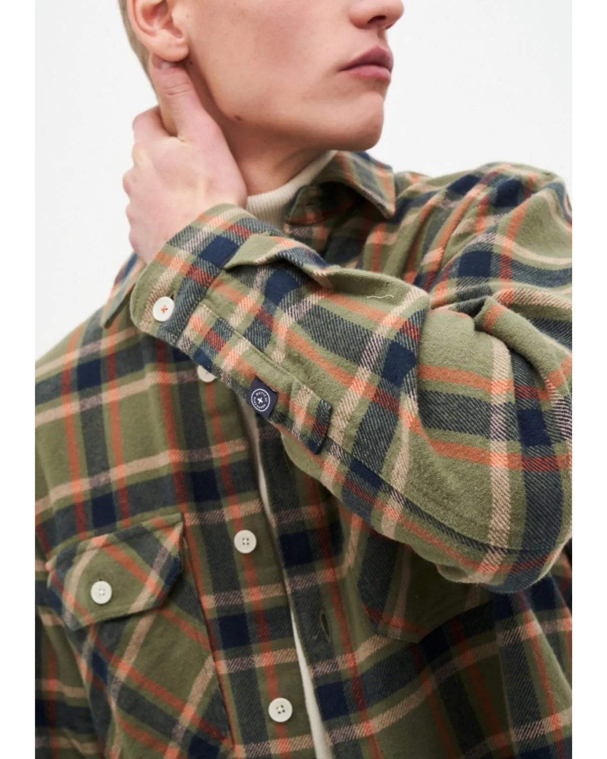 Andrew Checked Overshirt Army Green
