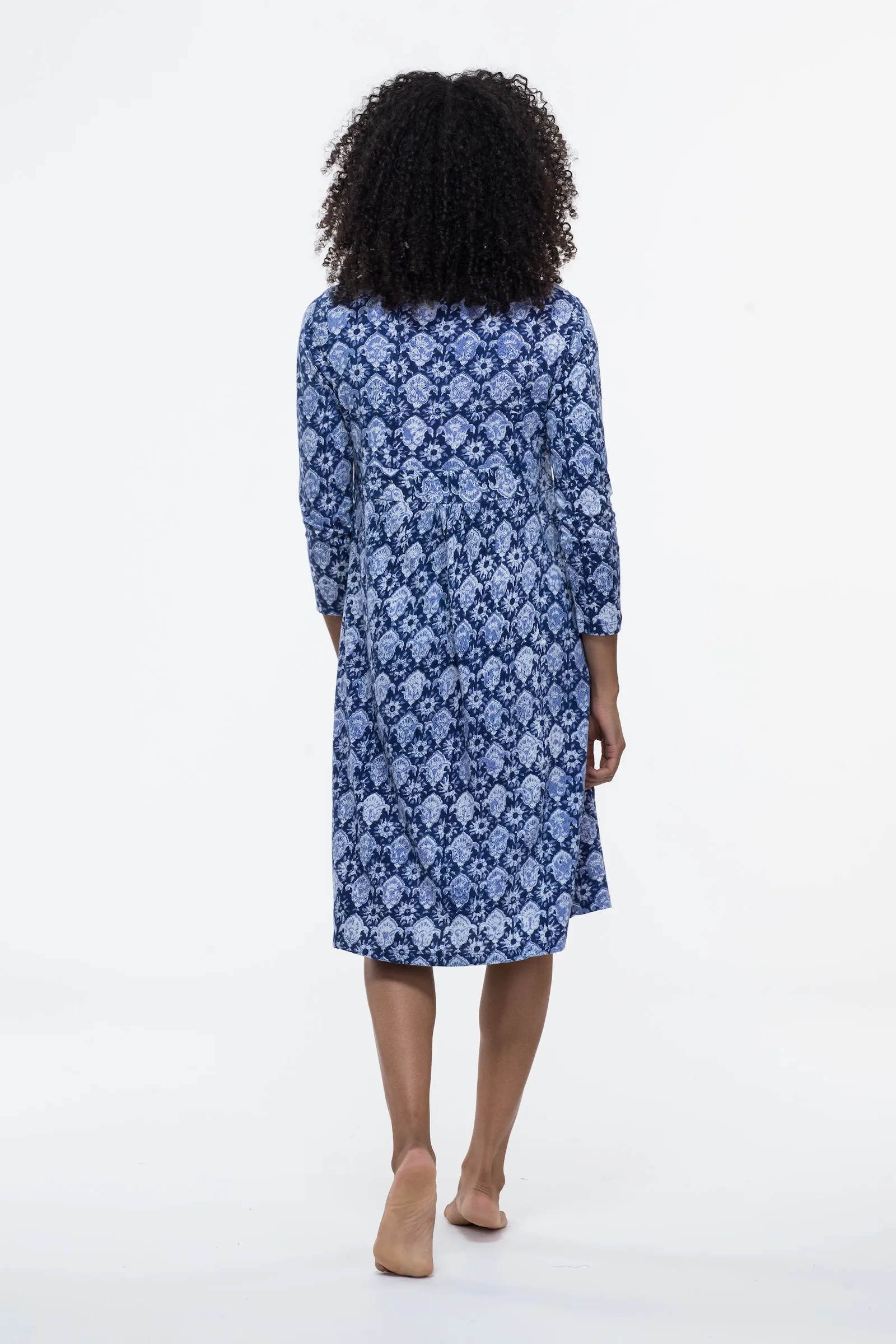 Anika Dress Hand Block Printed in Pure Cotton Jersey