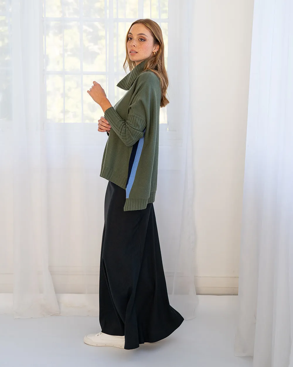Arlington Milne Sinead Cashmere Knit - Speed Stripe Khaki & Navy