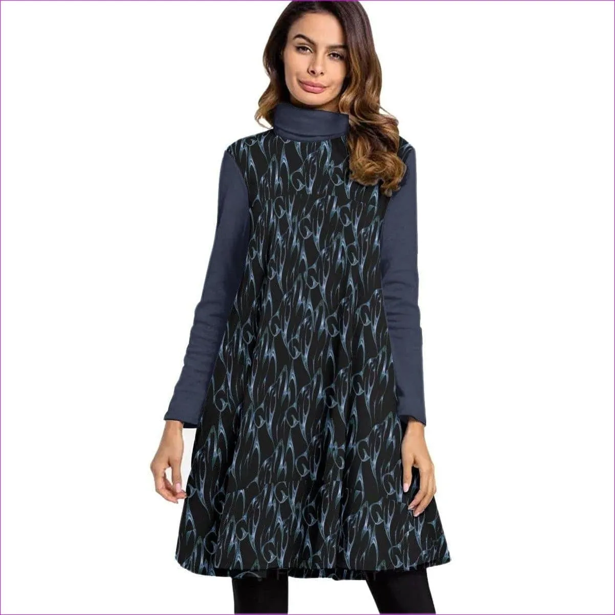 Bay Womens High Neck Dress With Long Sleeve