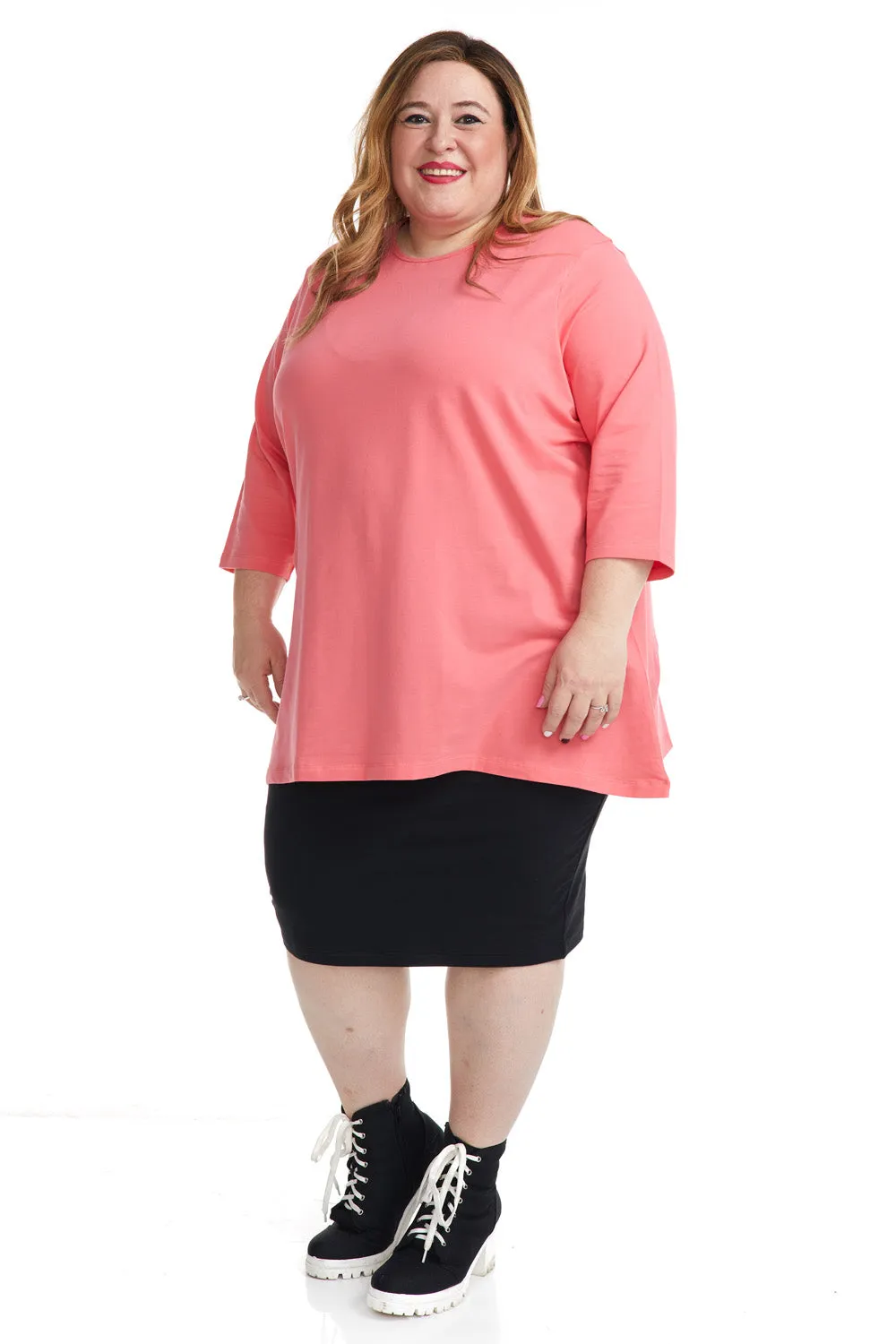 Black Cotton Below Knee Length Pencil Skirt  -  'Chicago'