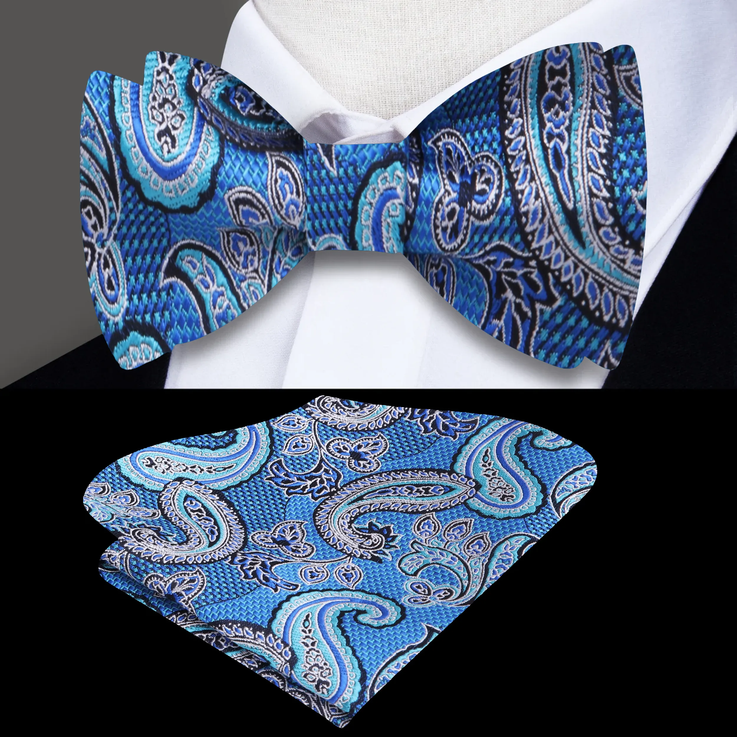 Blue Adriatic Paisley Bow Tie