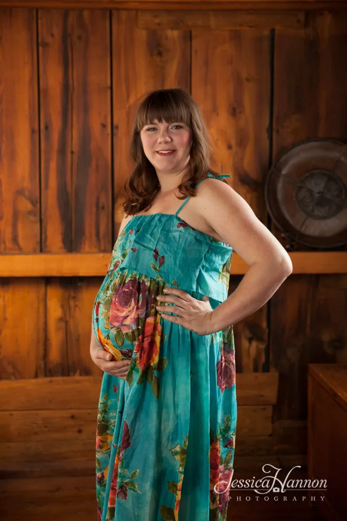 Blue Floral Summer Dress Long Maxi Strapless Maternity Dress