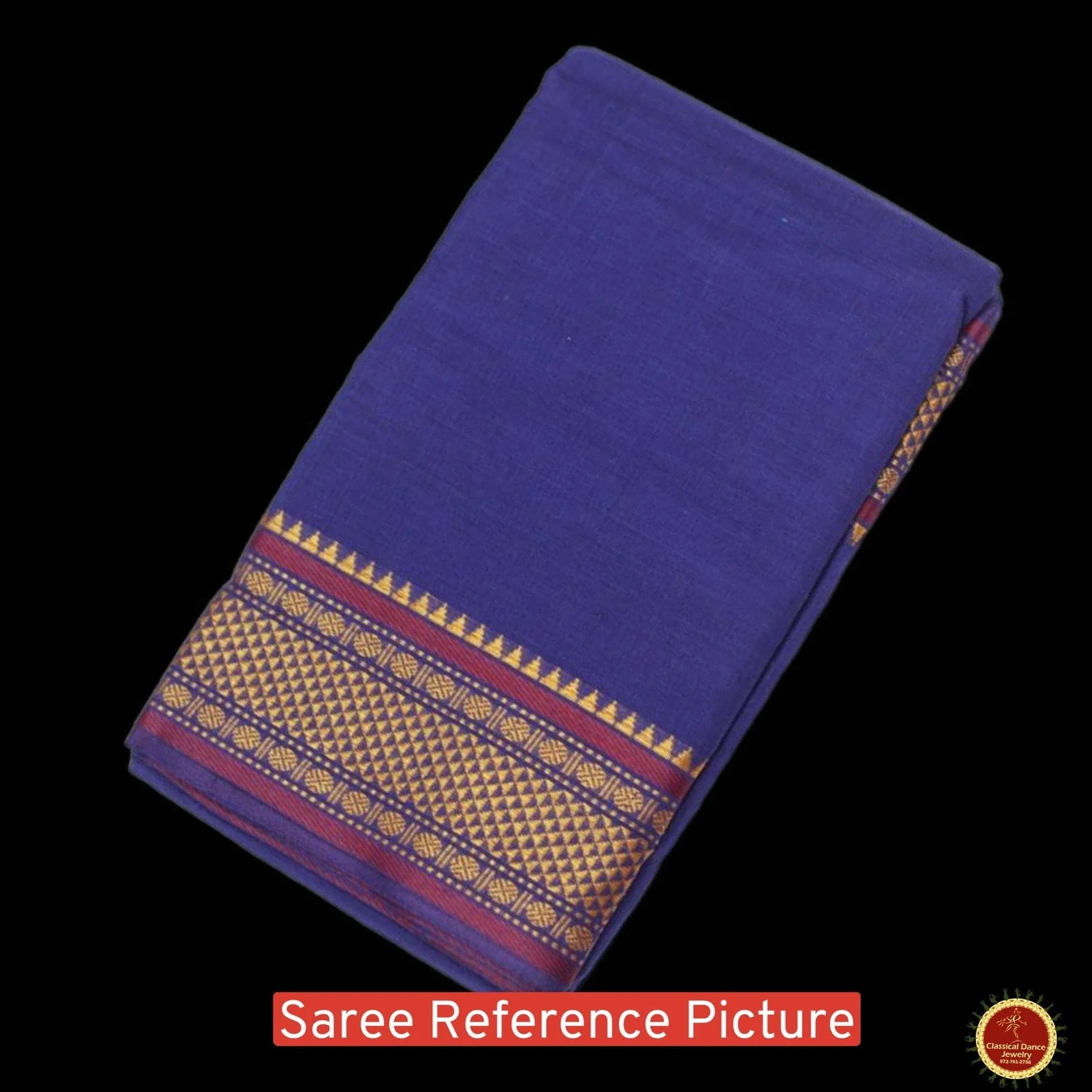 BLUE Pre-stitched Practice Sari PINK Blouse | Halfsaree Kalakshethra Saree | Bharatnatyam Kuchipudi | Classical Dance Jewelry