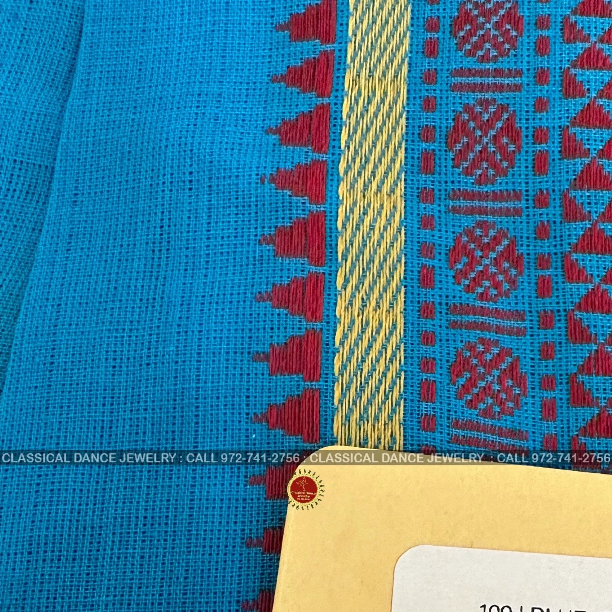 BLUE Pre-stitched Practice Sari RED Blouse | Halfsaree Kalakshethra Saree | Bharatnatyam Kuchipudi | Classical Dance Jewelry