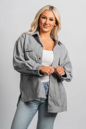 Brushed knit shacket light grey
