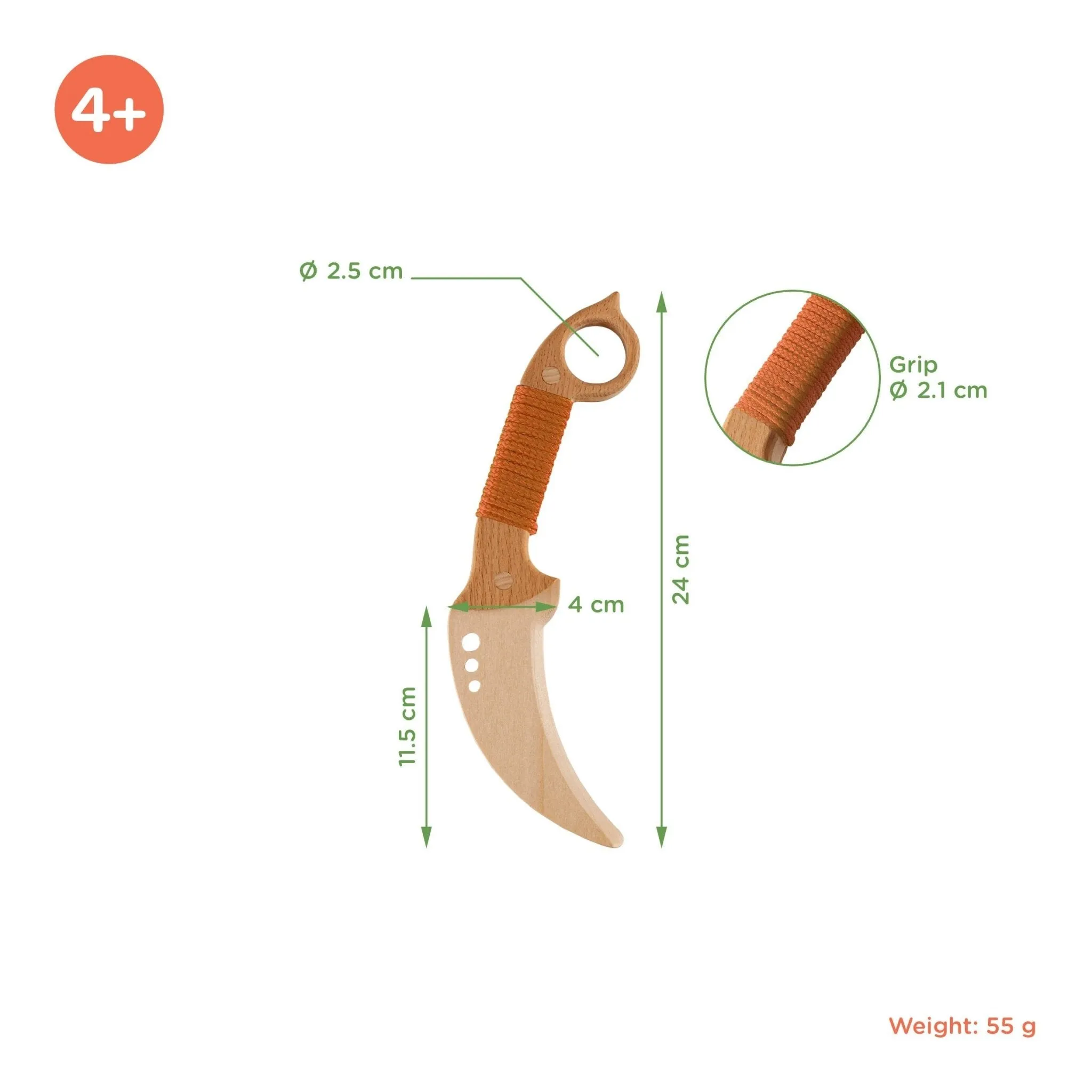 Children's Wooden "Karambit" Knives (Set of 2)