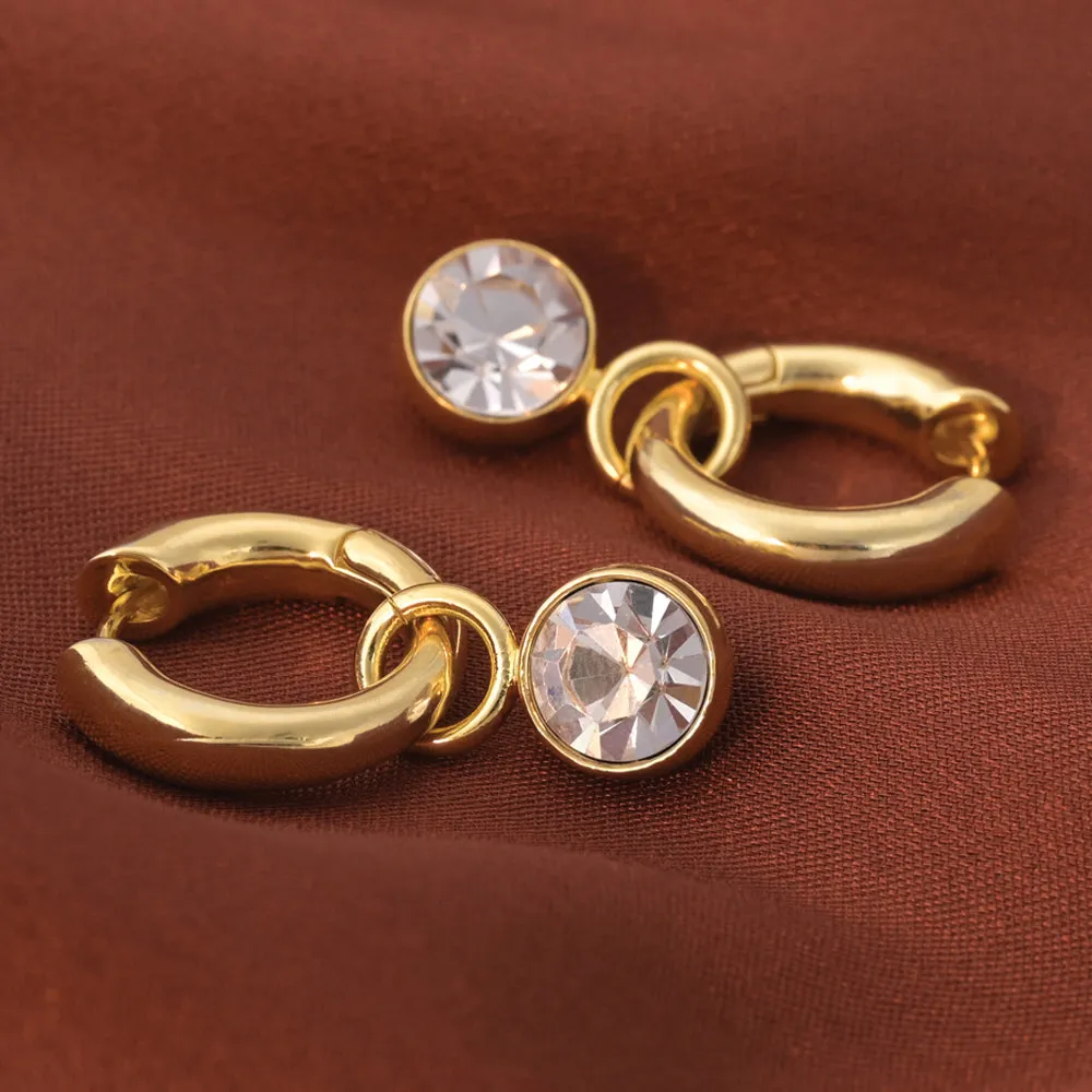 Chunky Solitaire Hoop Earrings