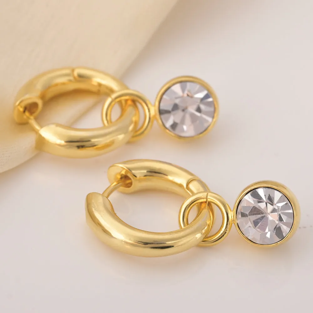Chunky Solitaire Hoop Earrings