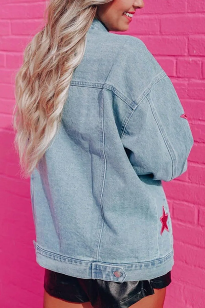 Denim Sequin Sparkle Denim Jacket