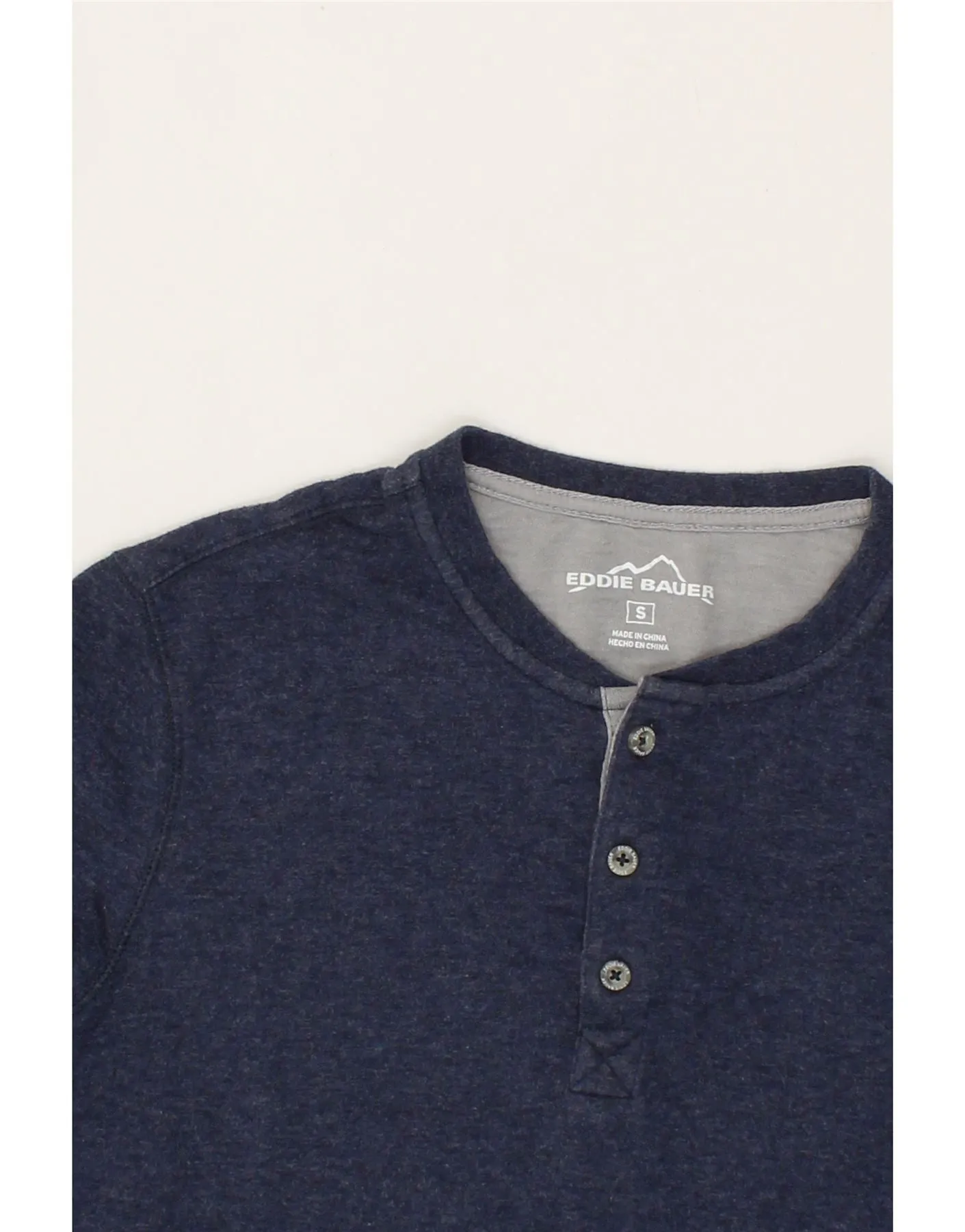 EDDIE BAUER Mens Top Long Sleeve Small Navy Blue Flecked Cotton