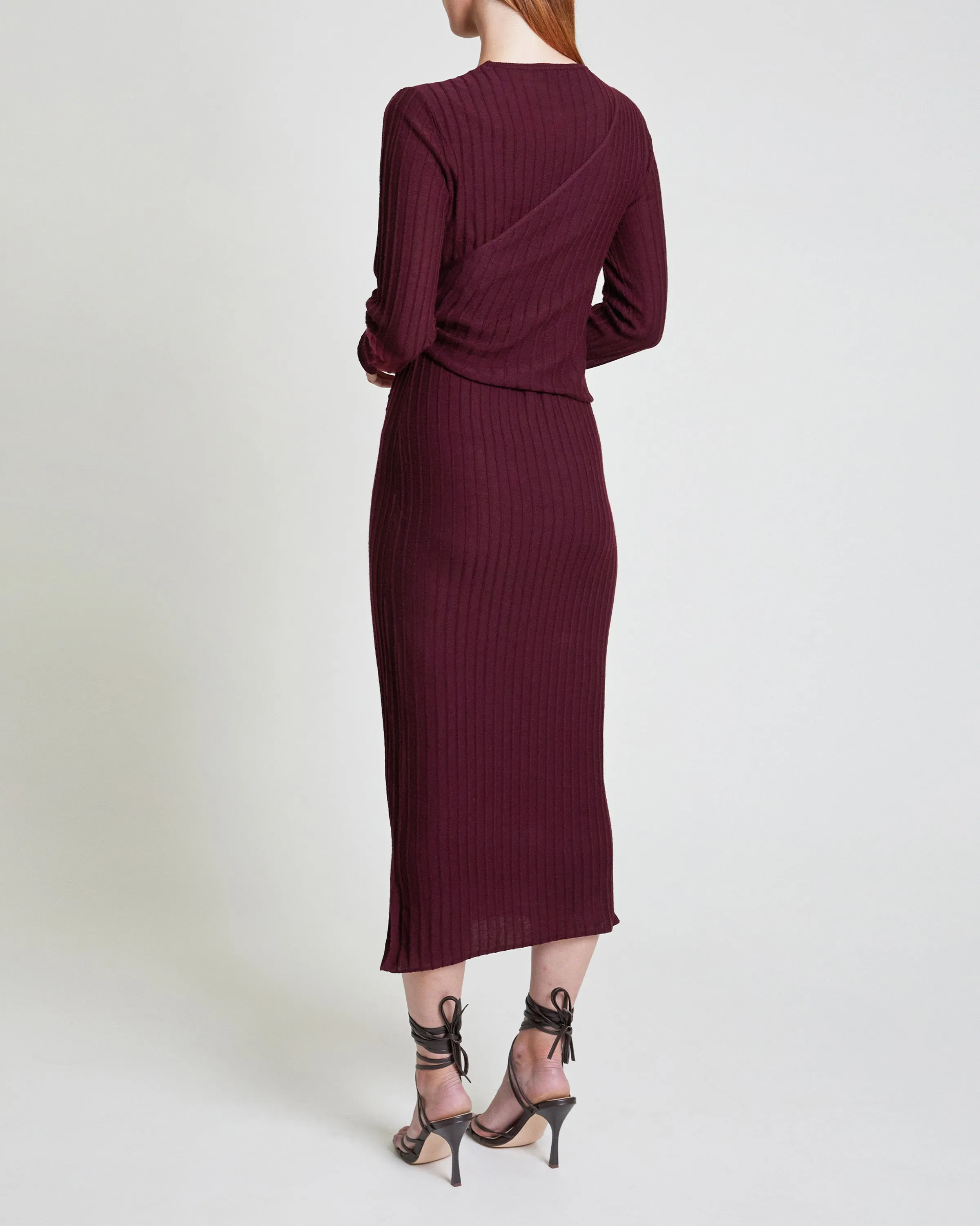EVELYN Wool and Cashmere Knit Dress with Wrap Panel
