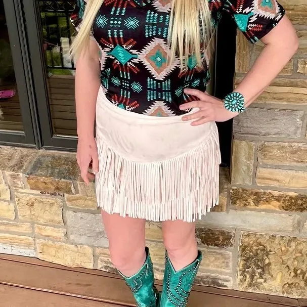 Fort Worth Fringe Skirt Tan