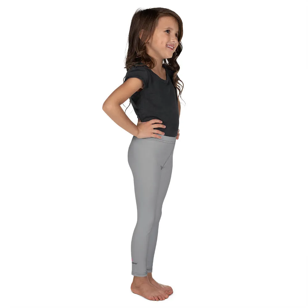Gray Solid Color Kid's Leggings, Premium Unisex Colorful Tights For Boys & Girls-Made in USA/EU