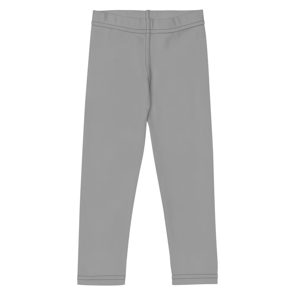 Gray Solid Color Kid's Leggings, Premium Unisex Colorful Tights For Boys & Girls-Made in USA/EU