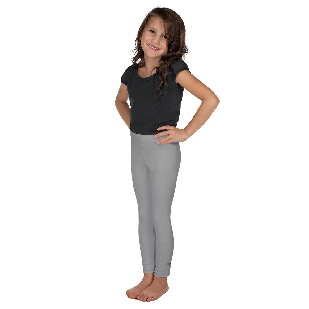 Gray Solid Color Kid's Leggings, Premium Unisex Colorful Tights For Boys & Girls-Made in USA/EU