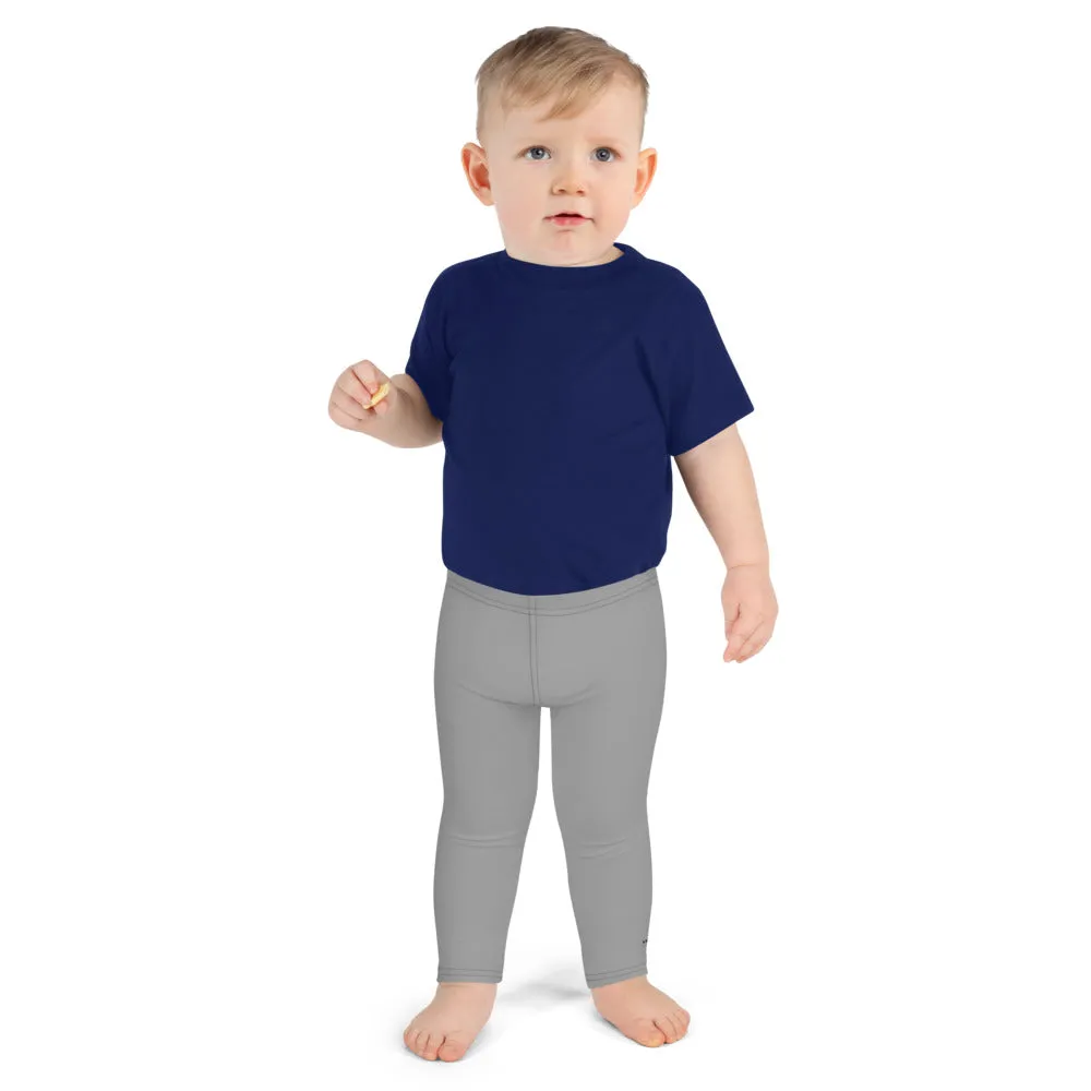 Gray Solid Color Kid's Leggings, Premium Unisex Colorful Tights For Boys & Girls-Made in USA/EU