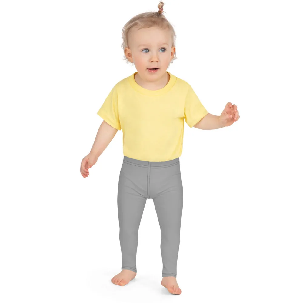 Gray Solid Color Kid's Leggings, Premium Unisex Colorful Tights For Boys & Girls-Made in USA/EU