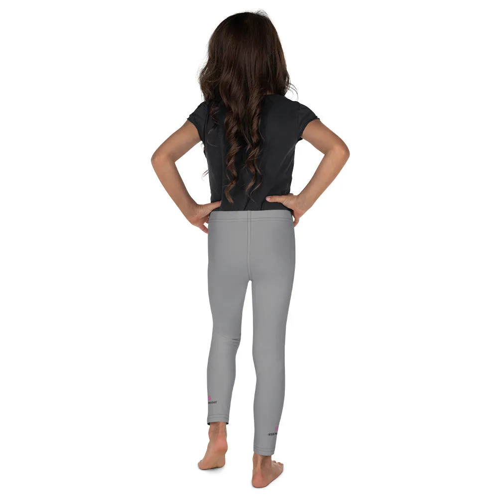 Gray Solid Color Kid's Leggings, Premium Unisex Colorful Tights For Boys & Girls-Made in USA/EU