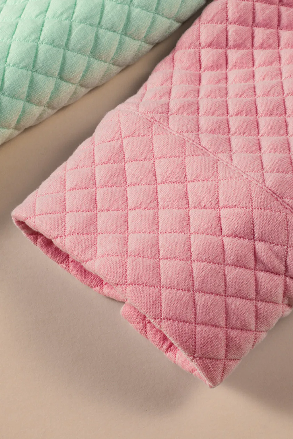 Green Color Block Patchwork Flap Pocket Quilted Shacket