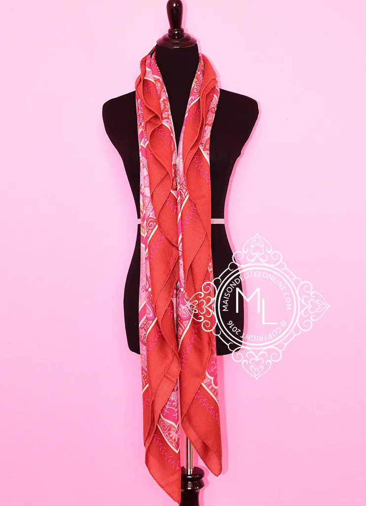 Hermes "Aux Portes du Palais" Framboise Rose Mauve Cashmere 140 GM Shawl