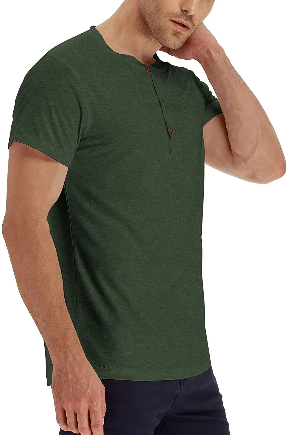 Hisir Basic  Mens Henley Long/Short Sleeve T-Shirt Cotton Casual Shirt