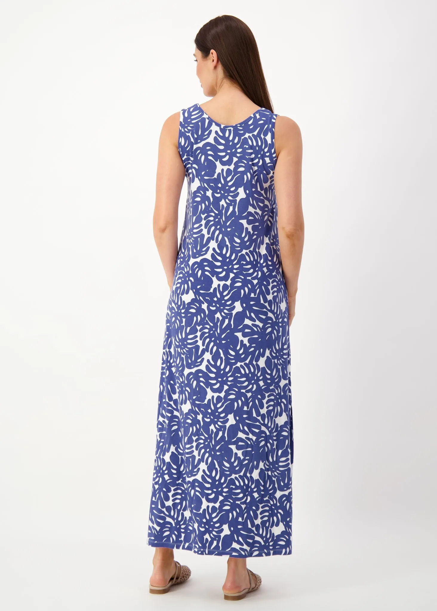 Janet Sleeveless Bamboo Maxi Dress - Palm Leaf