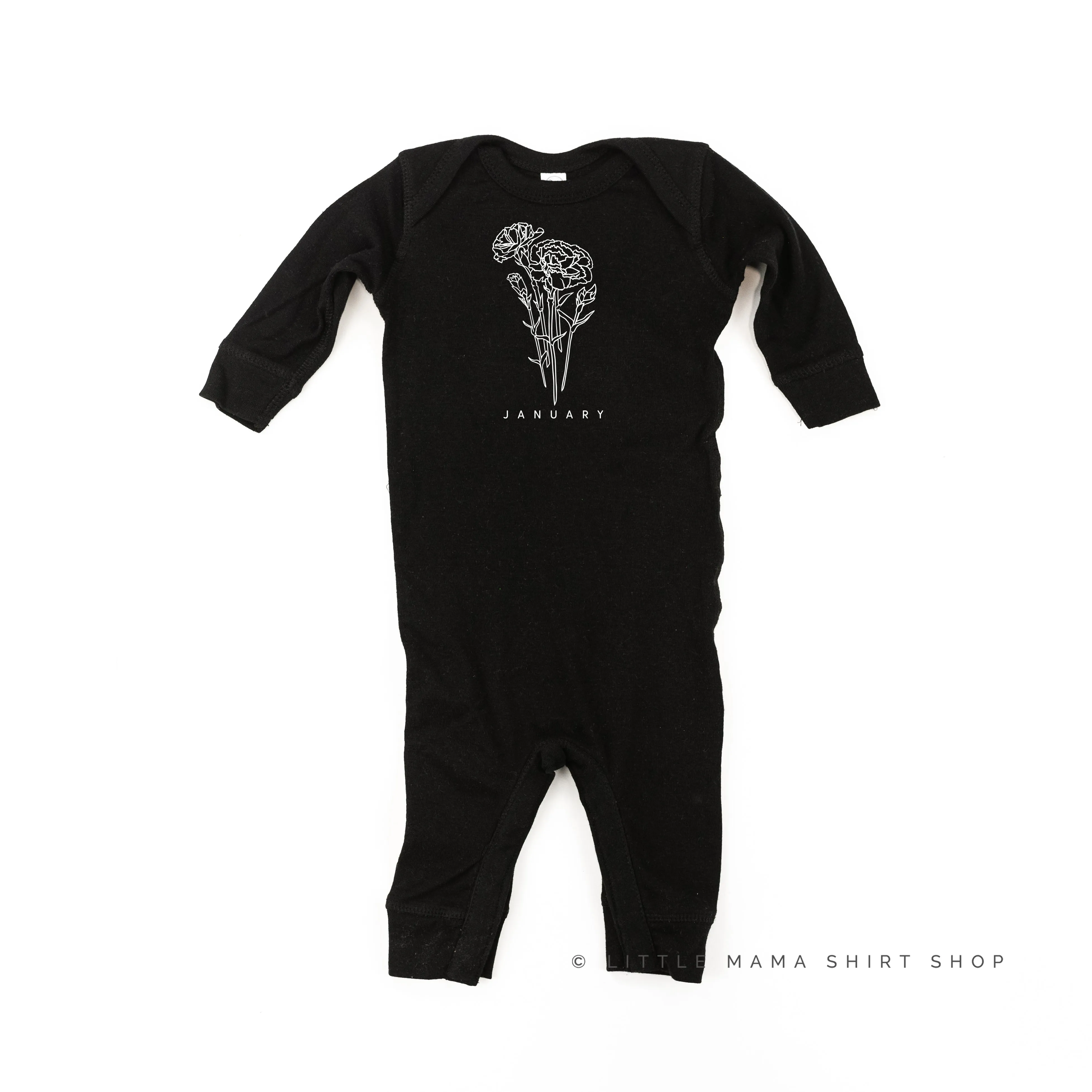 JANUARY BIRTH FLOWER - Carnation - One Piece Baby Sleeper