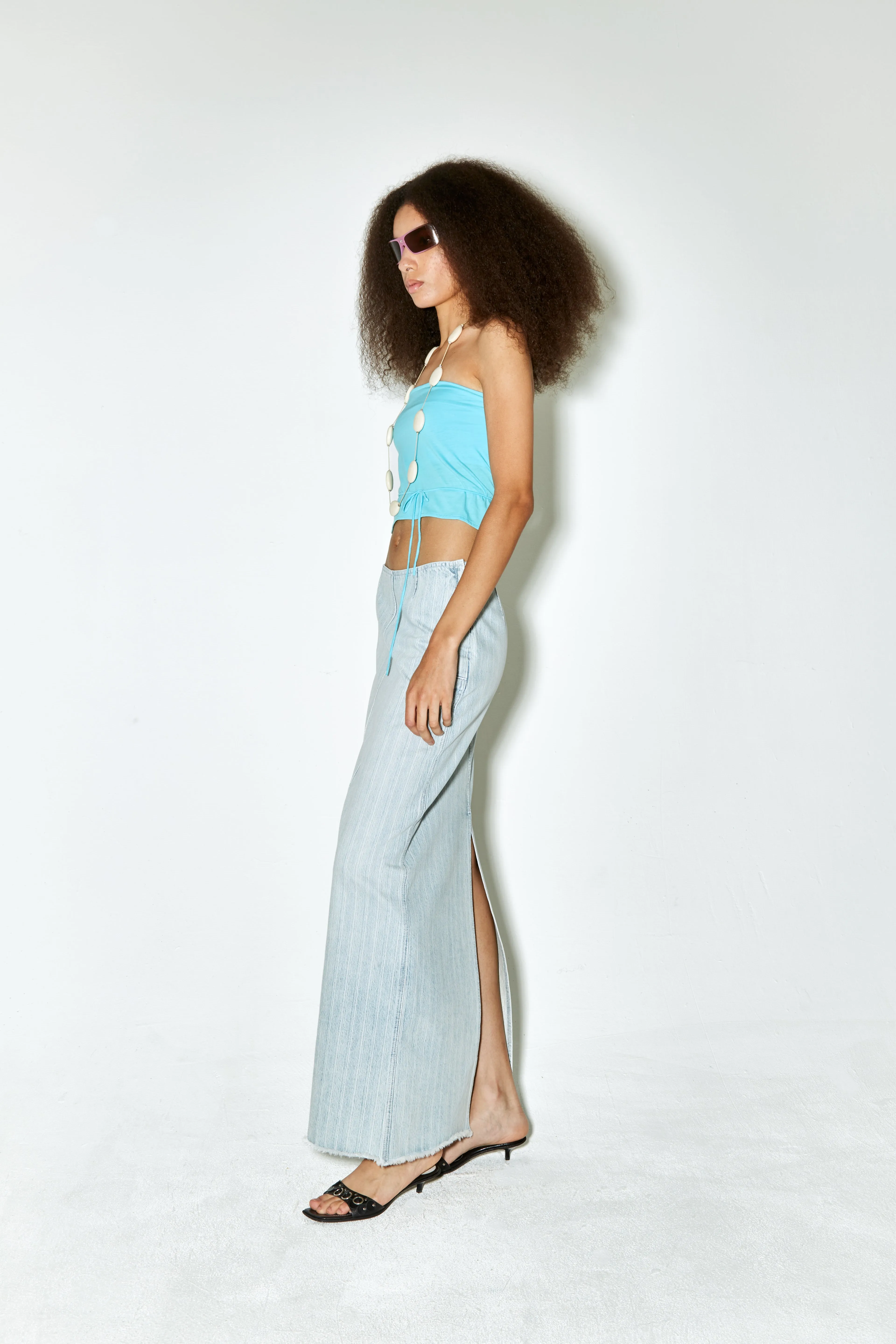 JINJI skirt light blue stripes