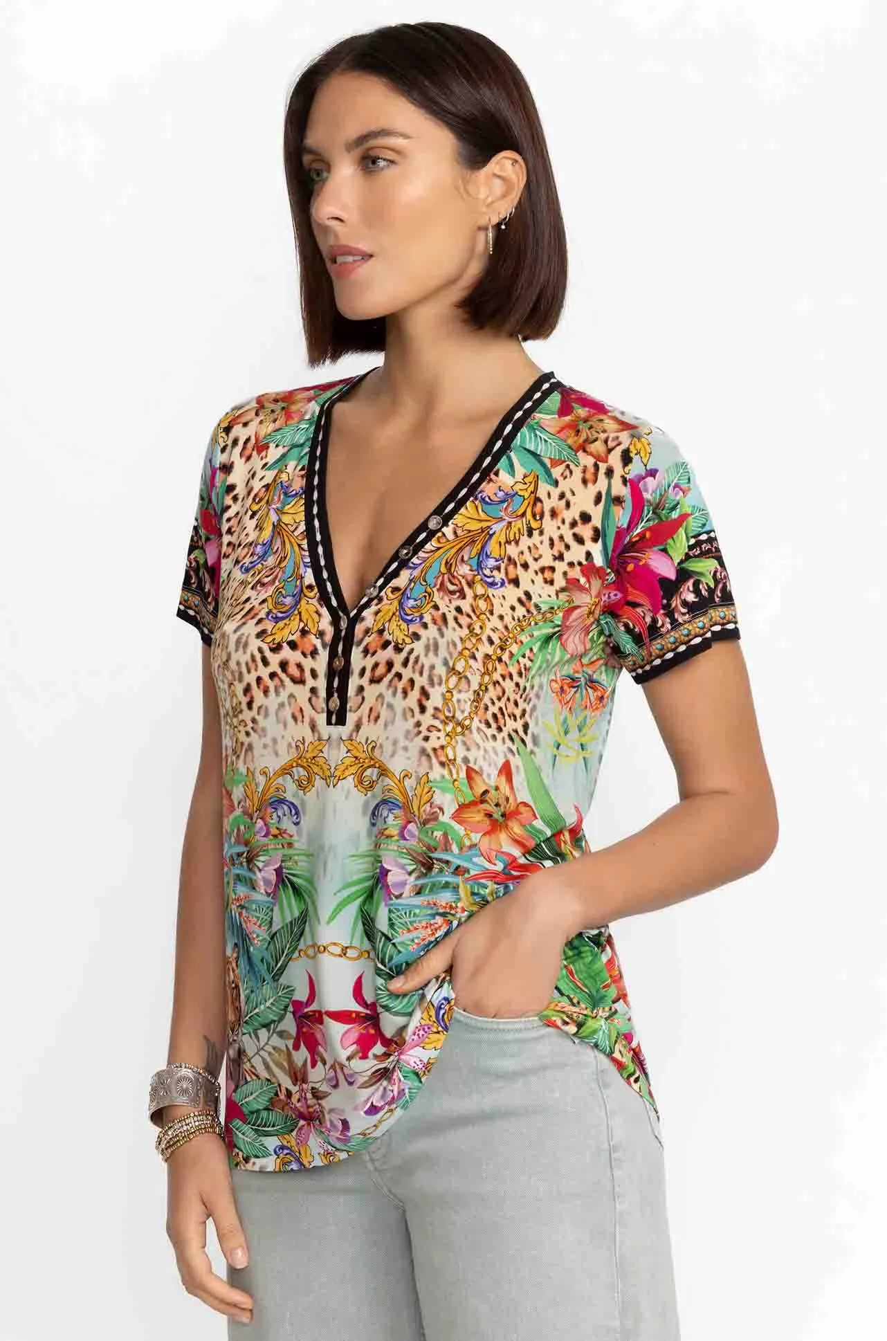 Johnny Was - The Janie Favorite S/S Henley Tee