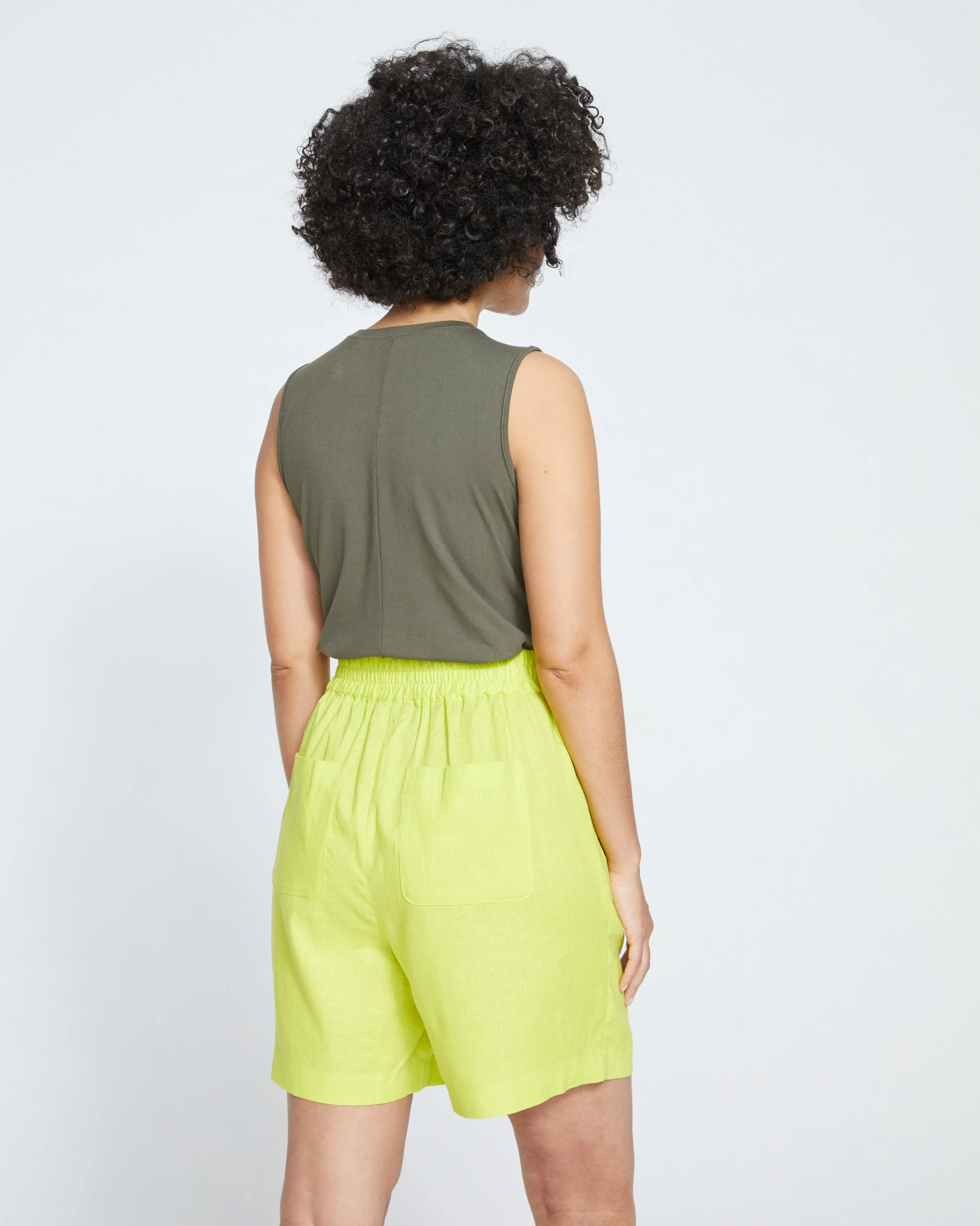 Juniper Linen Easy Pull-On Shorts - Bright Melon