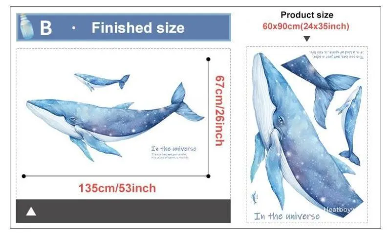 Large Humpback Whale Wall Stickers For Nursery