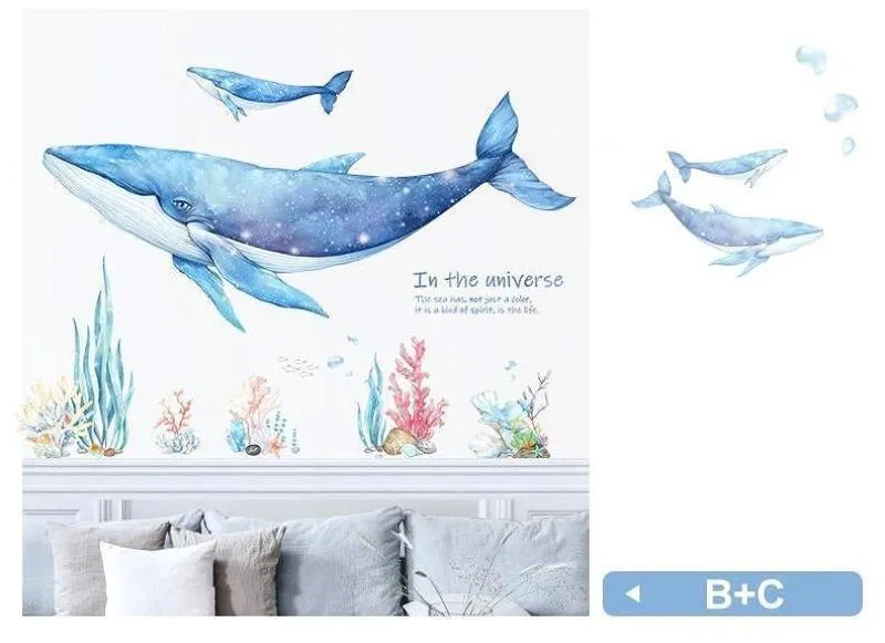 Large Humpback Whale Wall Stickers For Nursery
