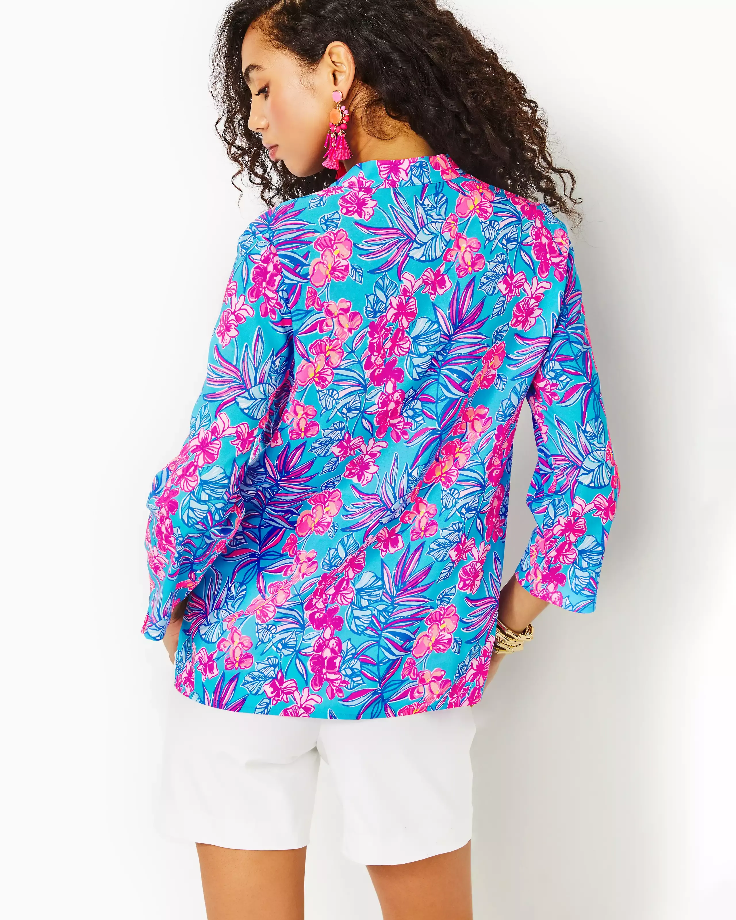 Lilly Pulitzer Luna Bay Tunic Cumulus Blue Orchid Oasis