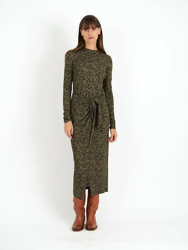 Lisy Dress in Dark Kahki/Lime