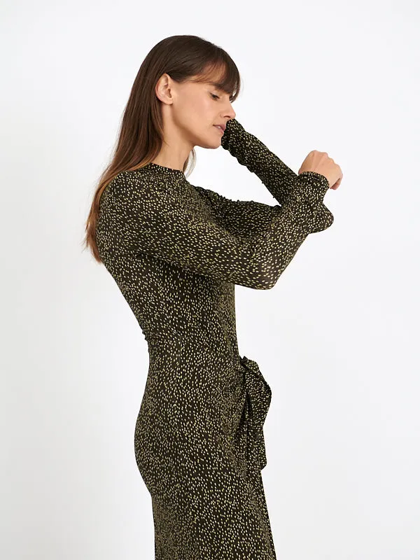Lisy Dress in Dark Kahki/Lime