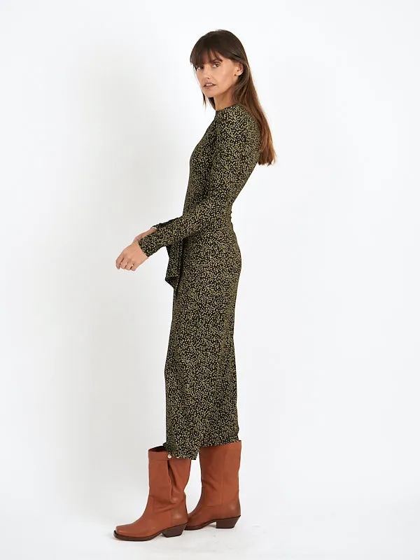 Lisy Dress in Dark Kahki/Lime