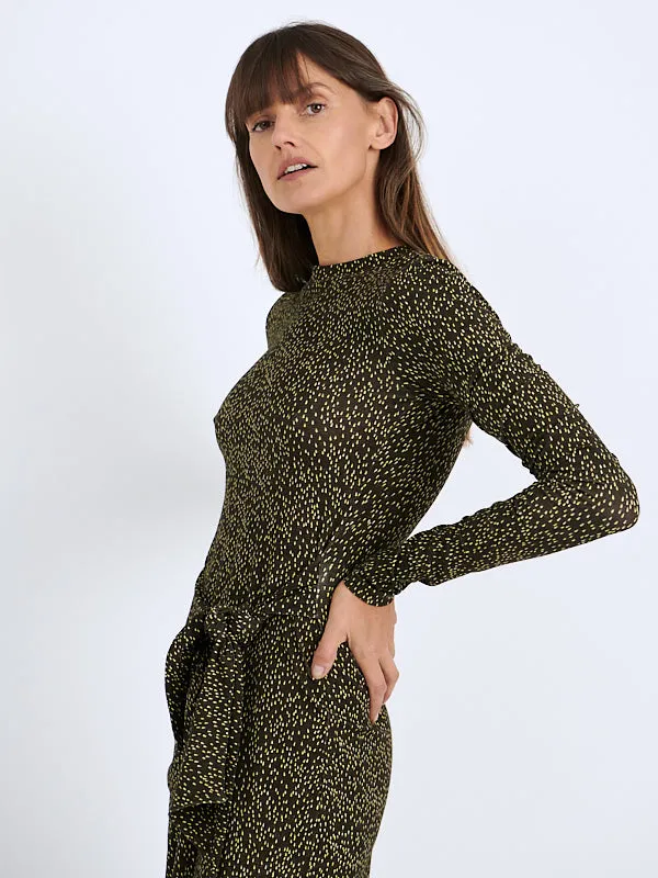Lisy Dress in Dark Kahki/Lime