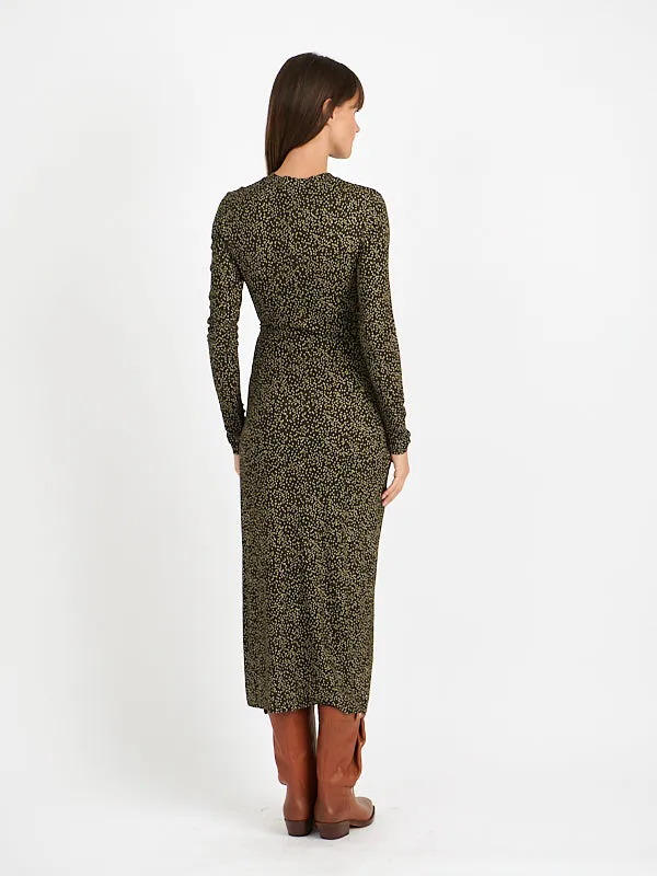 Lisy Dress in Dark Kahki/Lime