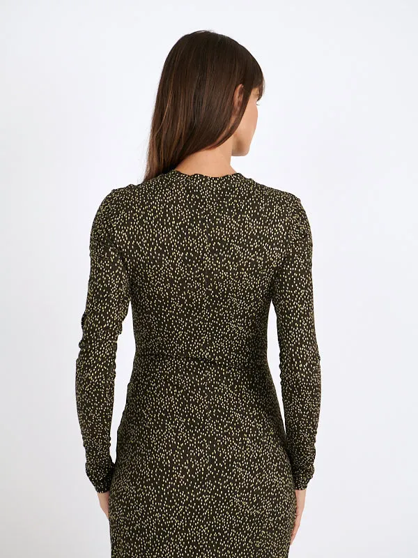 Lisy Dress in Dark Kahki/Lime